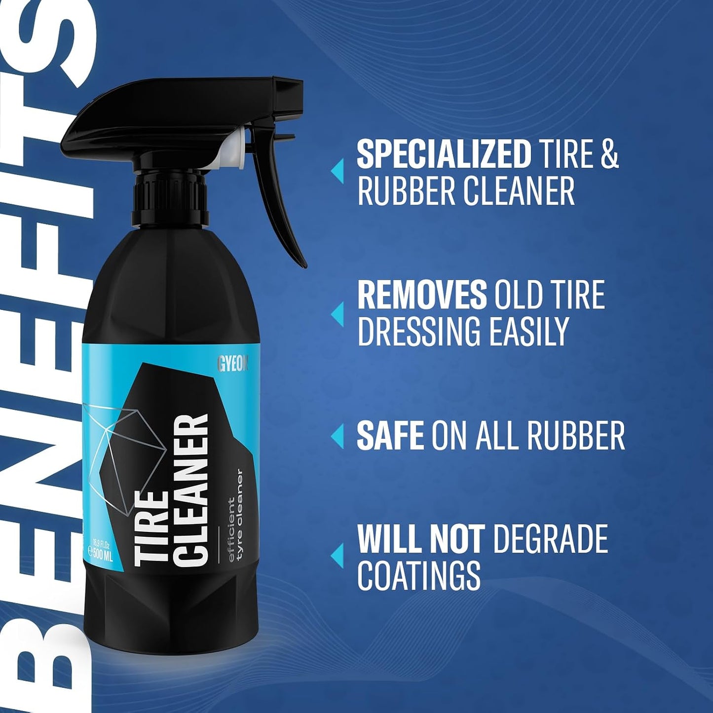 Gyeon Tire Cleaner Advanced Rubber Cleaner For Tires Trim Mats Restores Deep Clean And Preparation Removes Embedded Dirt Grime Dressing Residue Long Lasting Results Detailing Essential