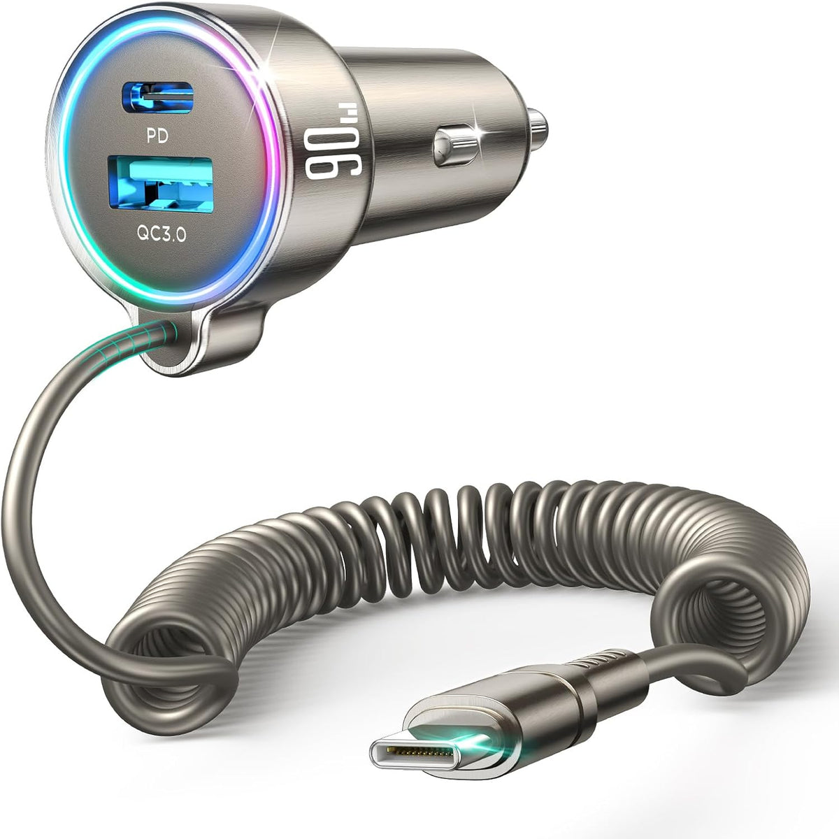 FLYLEAD 90W Car Charger USB C Fast Charge,PD45W for iPhone 18/17/16 Pro Max