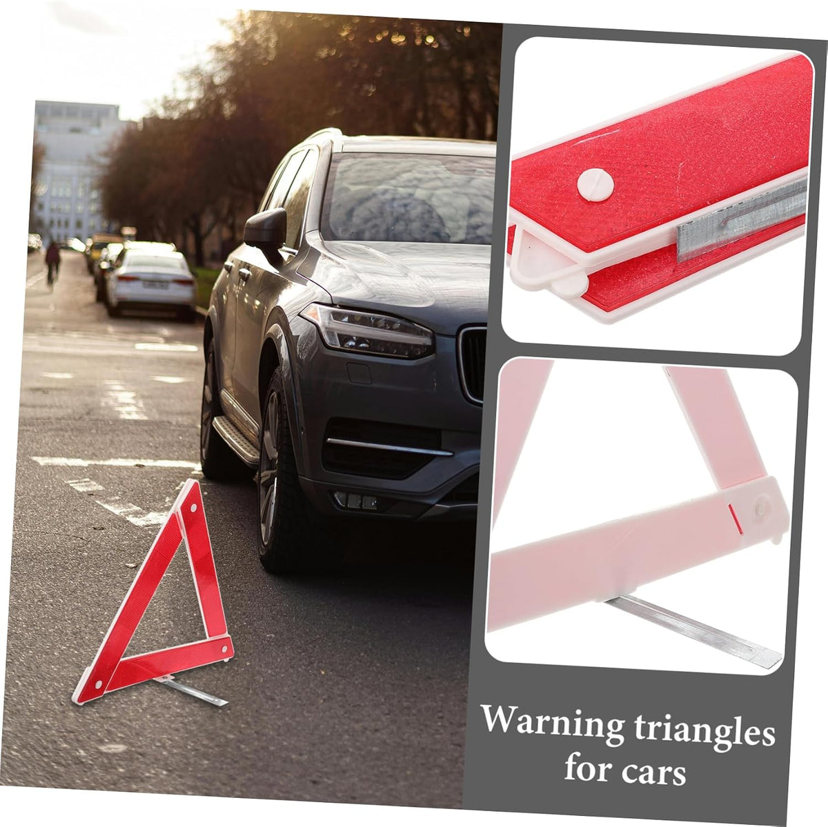 SOLUSTRE 2pcs Foldable Reflective Triangle Car Warning Tripod for Vehicle