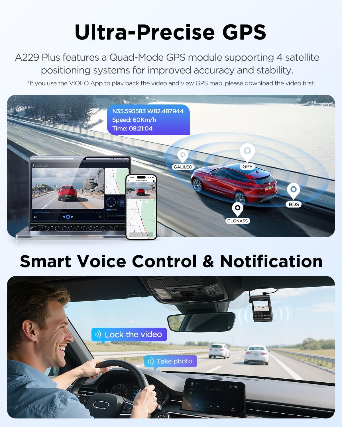 VIOFO A229 Plus Dash Cam Front and Rear, 2K Dual STARVIS 2 Sensors & HDR