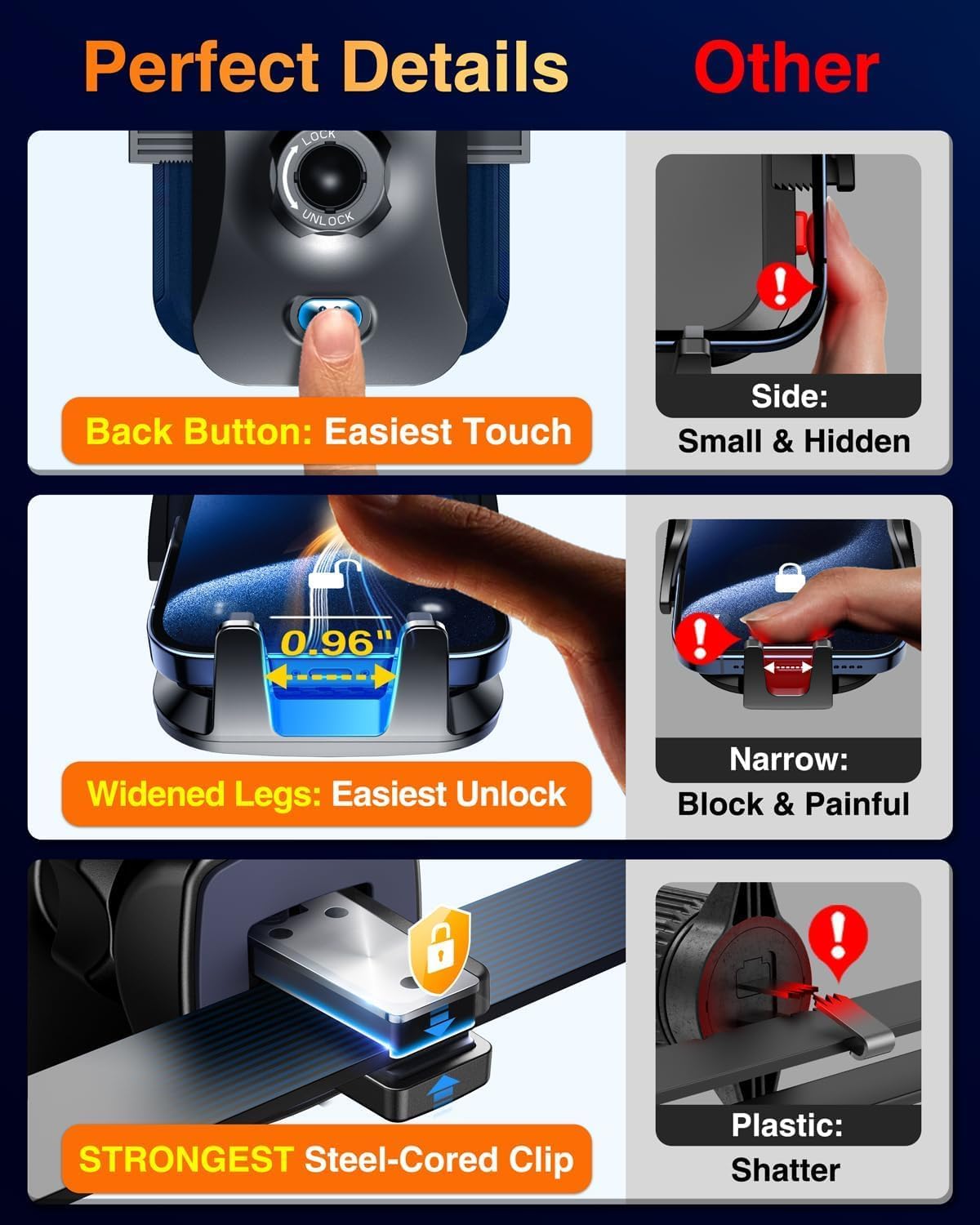VANMASS【85+LBS Strongest Suction & Military-Grade Ultimate Car Phone Mount【Patent & Safety Certs】 Cell Phone Holder for Dash Windshield Vent for iPhone 17 Pro Max Automobile Interior Sets, Ink Black