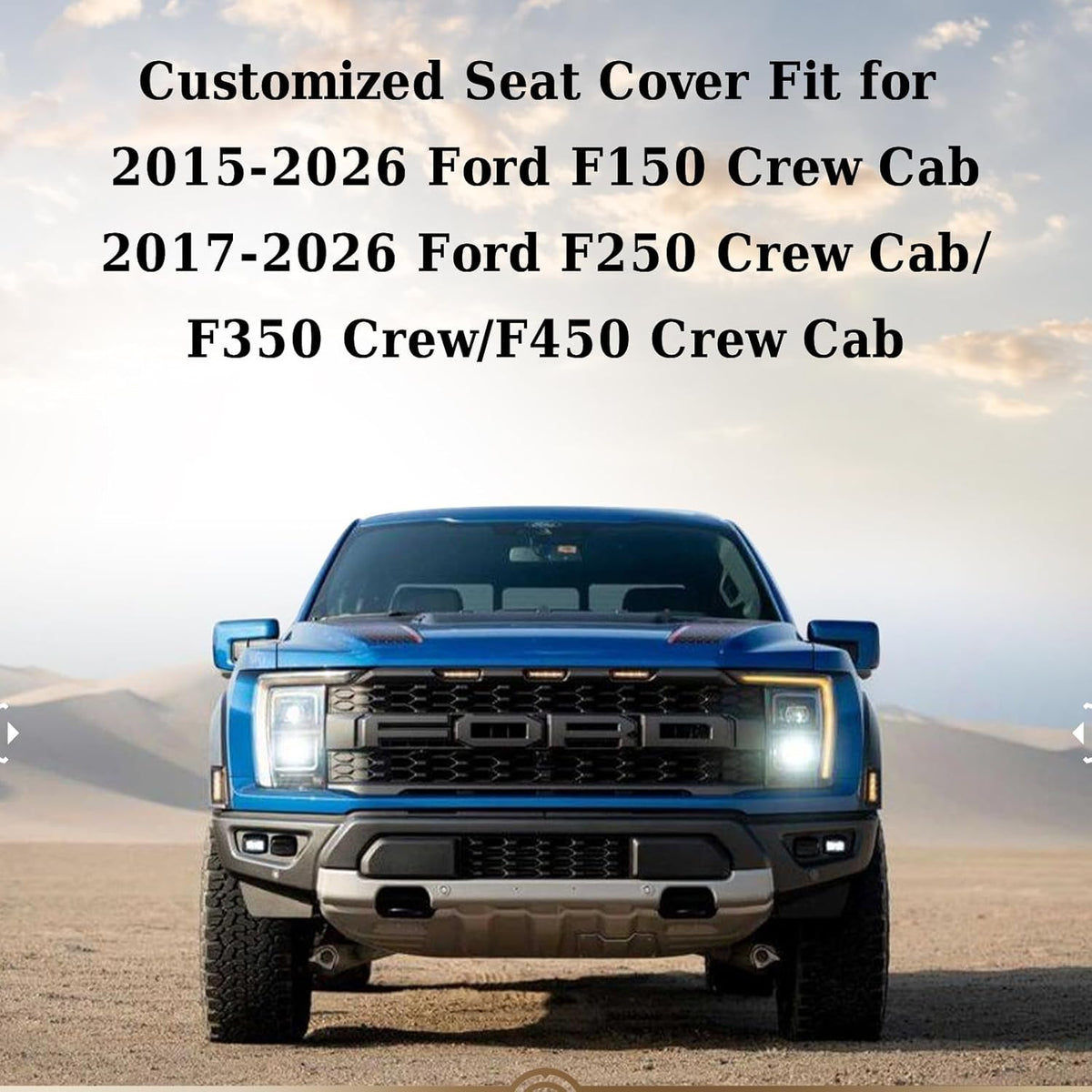 Coverado Rear Car Seat Covers, Waterproof Canvas Seat Protector for Car Seat Cushions for Kids & Dogs, Seat Covers Compatible with 2015-2026 Ford F150 & 2017-2026 Ford F250 F350 F450(Black, 2PCS)