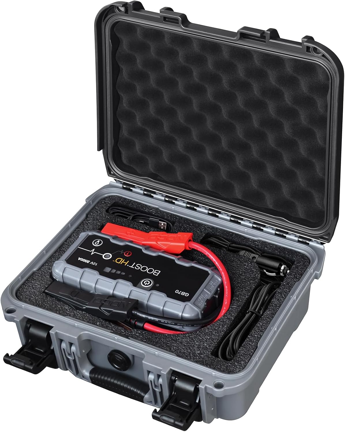 Case for NOCO Boost X GBX75 GB70, Waterproof Hard Shell Carrying Case with Custom Pre-Cut Foam, Shockproof Protective Travel Storage Box, Fits Charger/Clamps/Cables & Accessories, Case Only