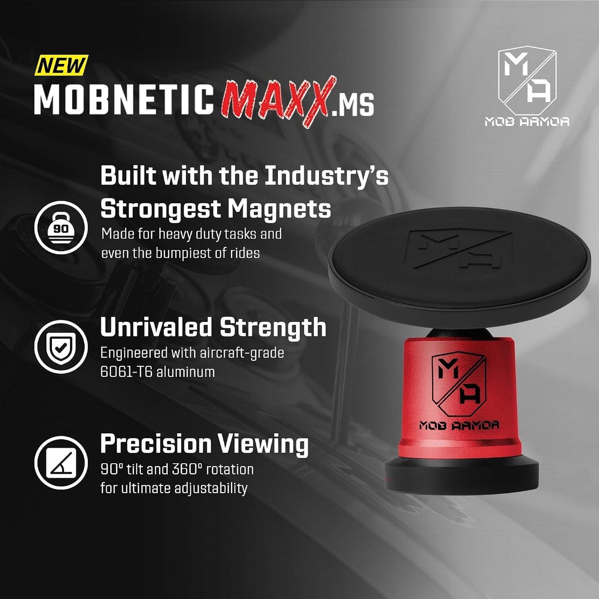 Mob Armor MobNetic Maxx MS MagSafe Phone Mount for Car, Red