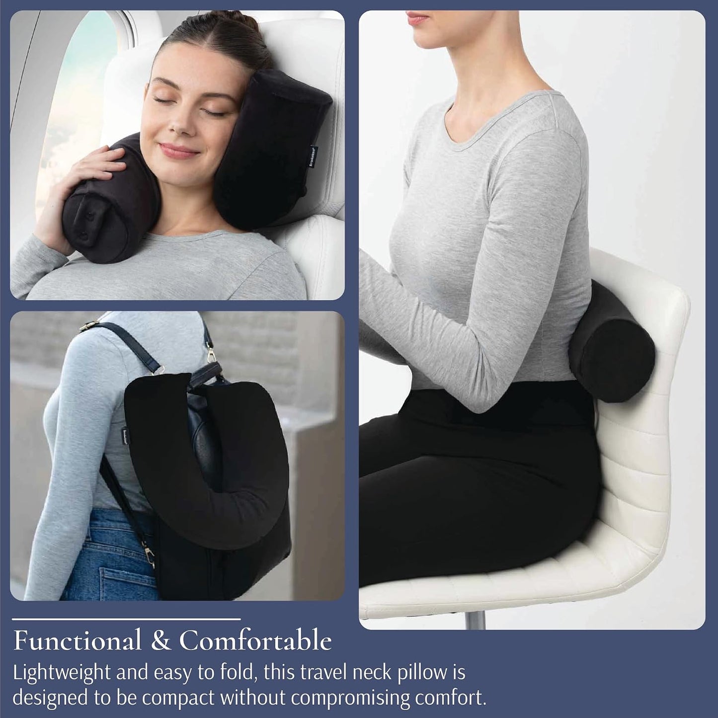 Brookstone Free Form Travel Pillow - Lightweight Flexible Memory Foam Travel Neck Pillow for Sleeping, Car, Airplane & Travel Support, Size: One Size, Black