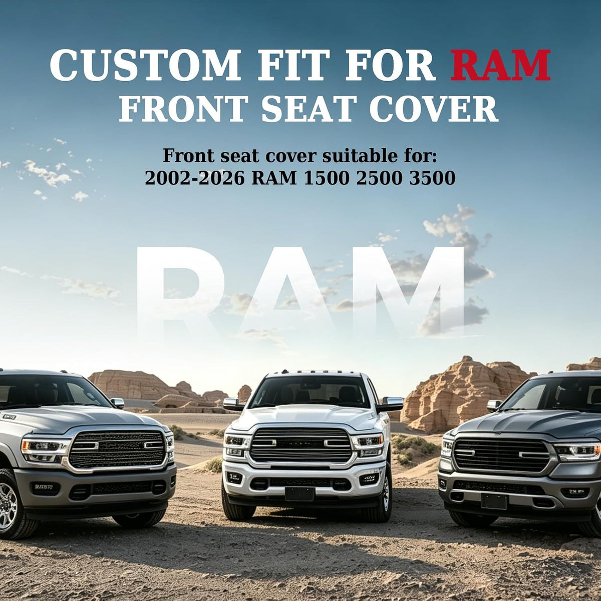 Coverado Car Seat Covers Compatible with Dodge Ram 2002-2026 1500 2500 3500 Pickup Limited Laramie Big Horn Waterproof Leather Seat Protectors Fit for Dodge Ram Crew Cab& Quad Cab(Front, Coffee)