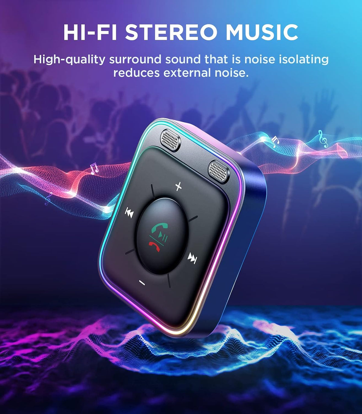JOYROOM Bluetooth 6.0 AUX Car Adapter, Dual Mics Noise Cancellation