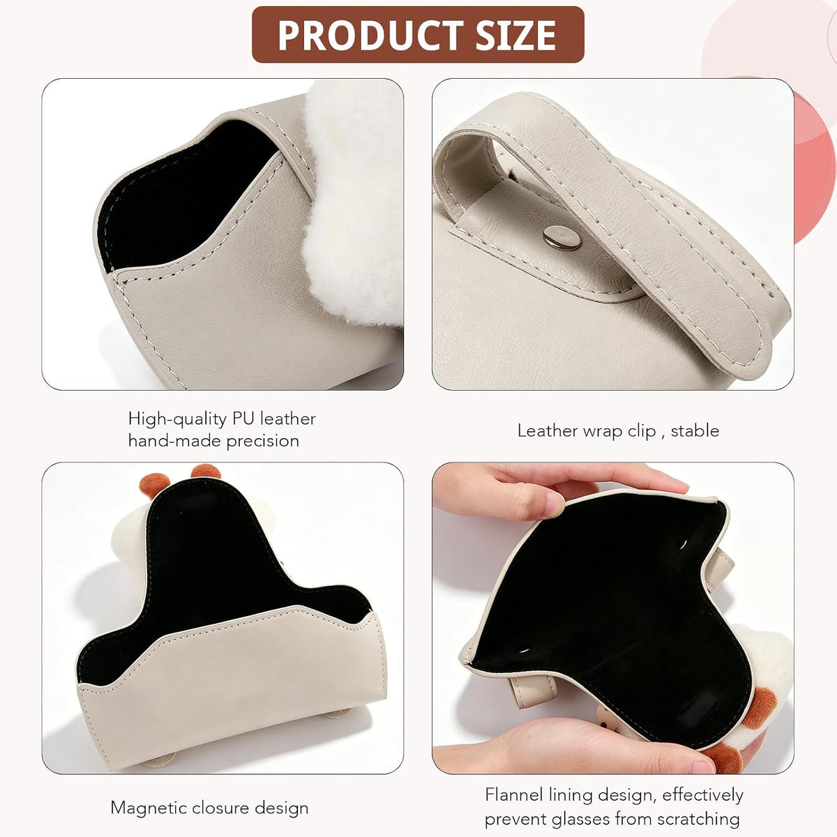LEIWOOR Cute Cloud Magnetic Leather Sunglass Car Visor Clip Case Holder