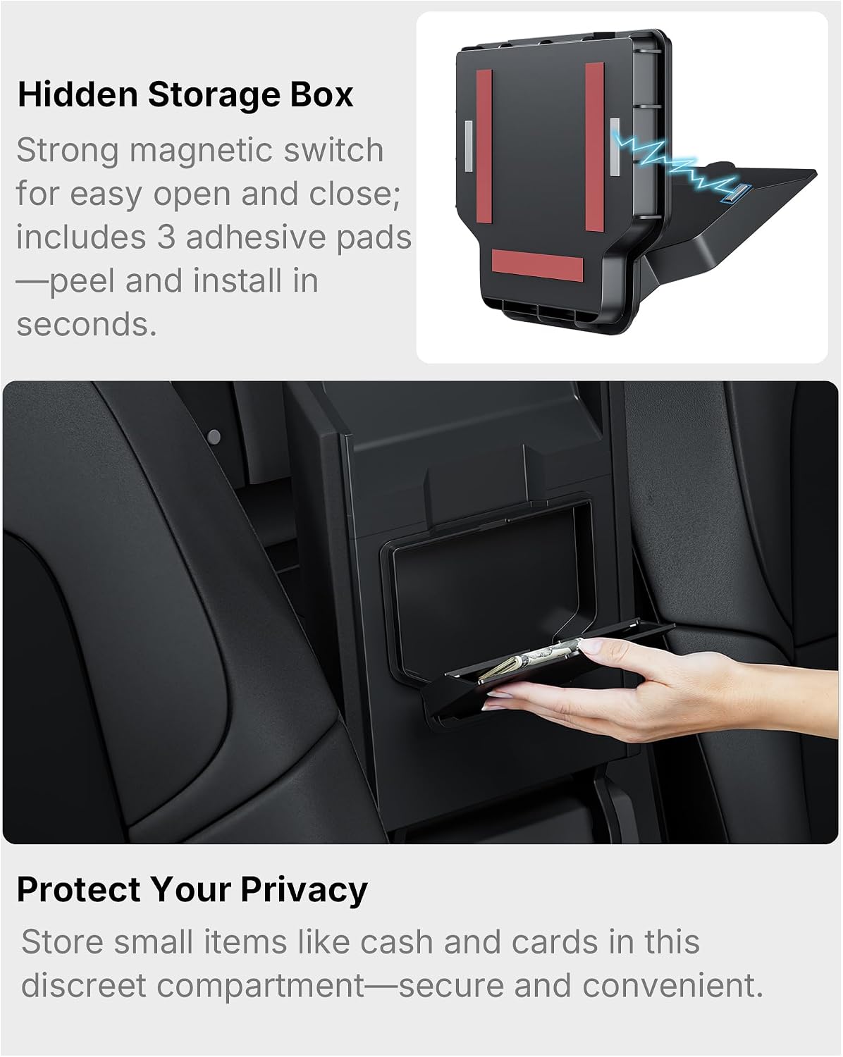 Center Console Organizer for 25-26 Tesla Model Y, 24-26 Model 3