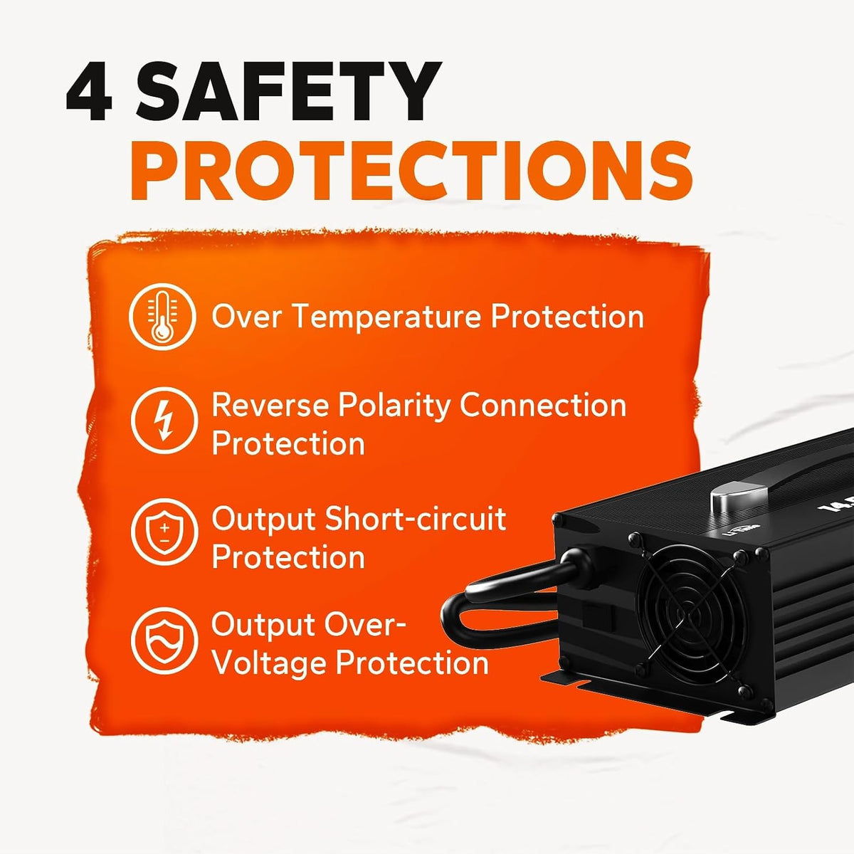 LiTime 12V 80A Lithium Battery Charger for LiFePO4, Fast Charging, AC-DC