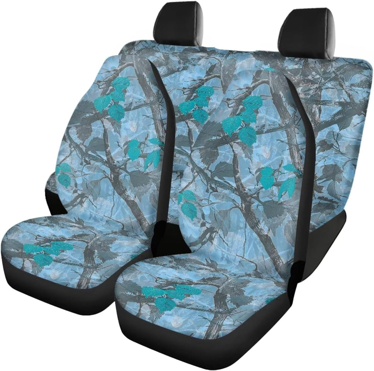 Howilath Art Blue Camo Car Seat Covers 4-Piece Set Universal Fit for Front & Rear Split Seats in SUVs, Trucks, and Sedans