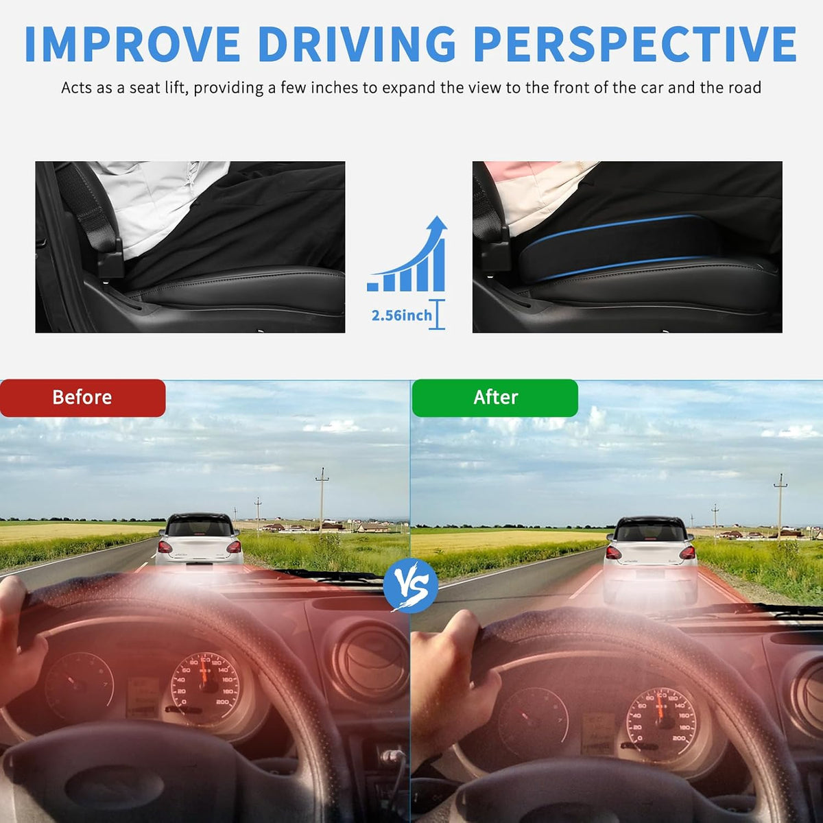 Nilight Car Seat Cushion 1PC Black Universal Gel Memory Foam Seat Pad