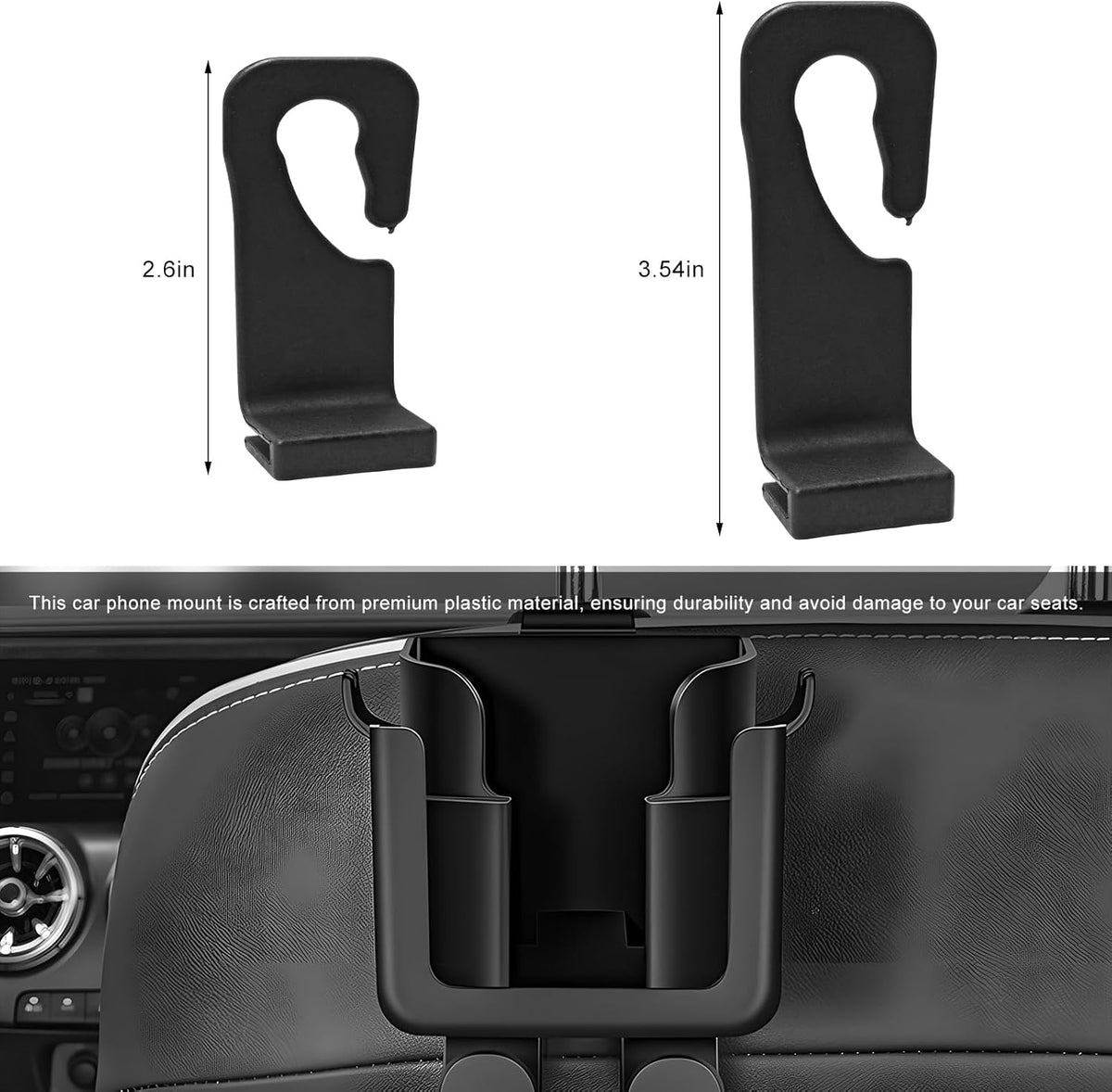 4 PCS Headrest Cup Holder for Car Back Seat, Auto Bottle & Phone Holder with Headrest Hooks, Multifunctional Plastic Back Seat Organizer for Phones Drinks Bags, Car Accessories