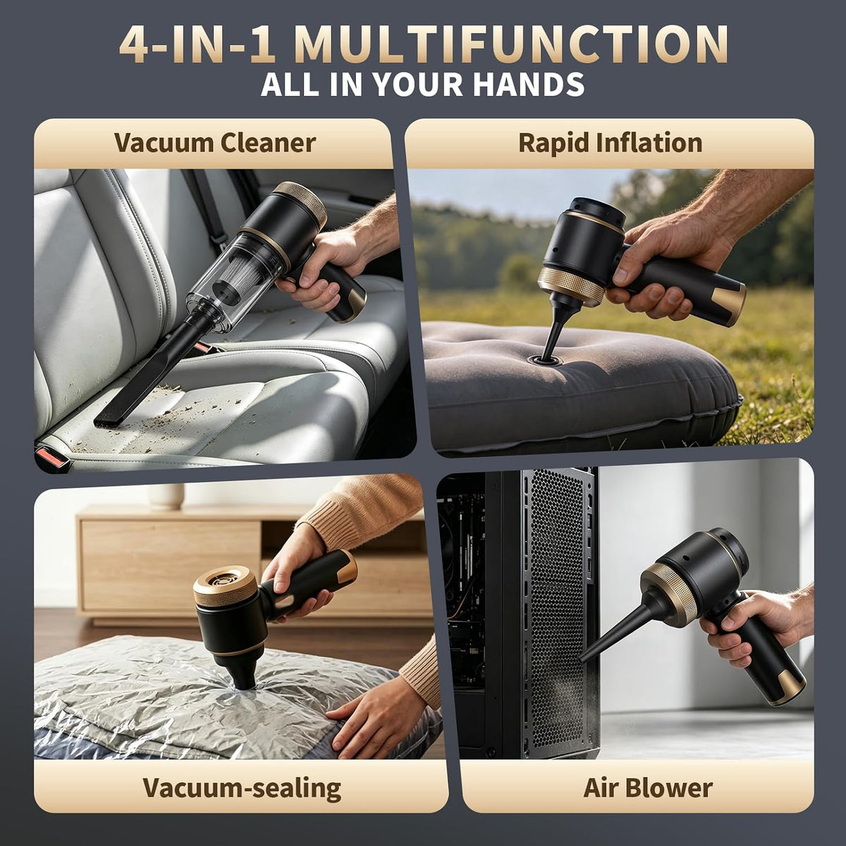 Car Vacuum, 20000PA Powerful Suction 6000mAh up to 40 Minutes Black