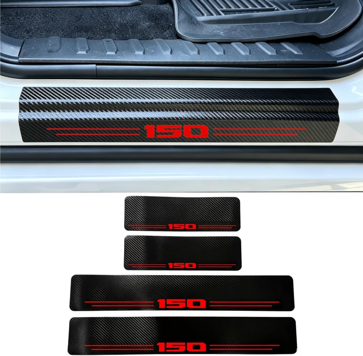 Door Sill Protector for F-250 Super Duty Car Accessories Car Door Entry Guard Sill Protector with Plastic Scraper Carbon Fiber Leather Threshold Stickers