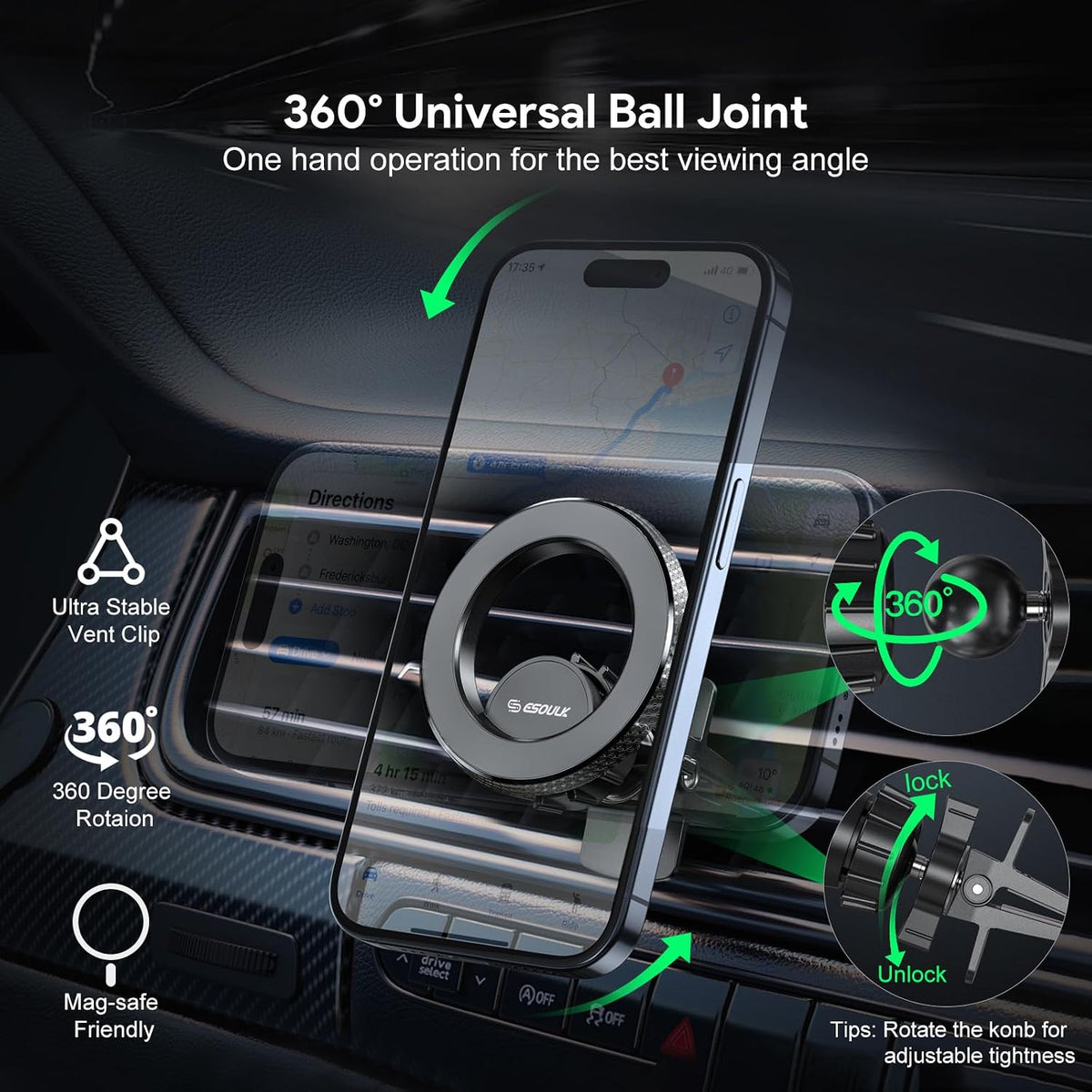 Magnetic Car Phone Mount Air Vent Phone Holder