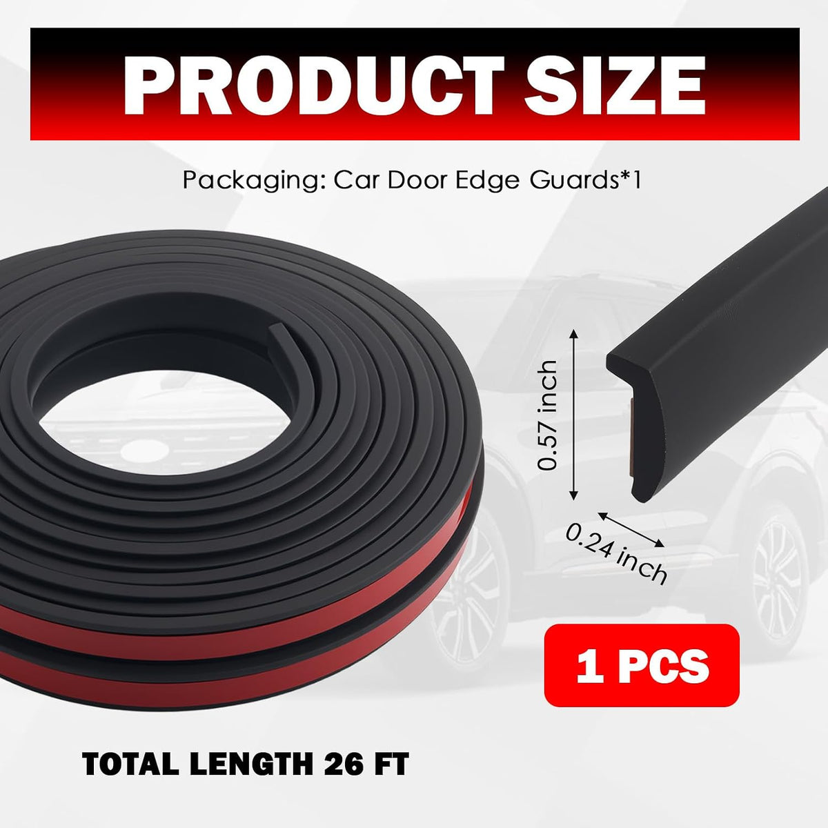 26Ft Car Door Edge Guards with L Shape,Rubber Edge Trim