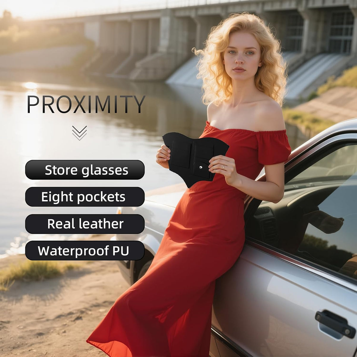 Car Visor Organizer, Multifunctional Auto Interior Accessories Storage Pocket Sun Visor Pouch for Card License Registration Document Pen Key Interior Accessories Pocket Organizer