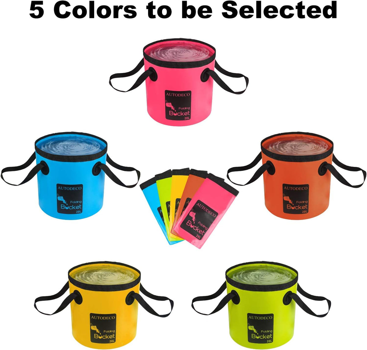 2 Pack Collapsible Bucket 5 Gallon Container Folding Water Bucket Portable Wash Basin for Outdoor Travelling Camping Fishing Gardening Car Washing 20L