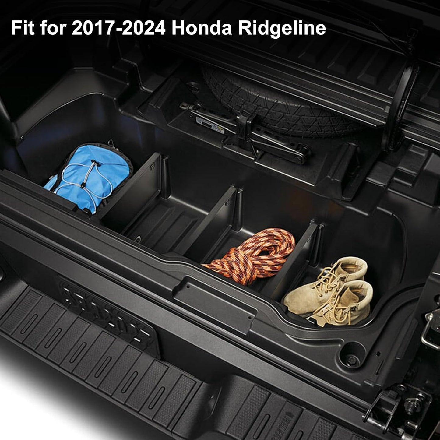 HAKA TOUGH Trunk in-Bed Dividers,Trunk Cargo Dividers Compatible for 2017-2026 Honda Ridgeline Accessories Rear Storage Box partition Replace OEM# 08U35-T6Z-100