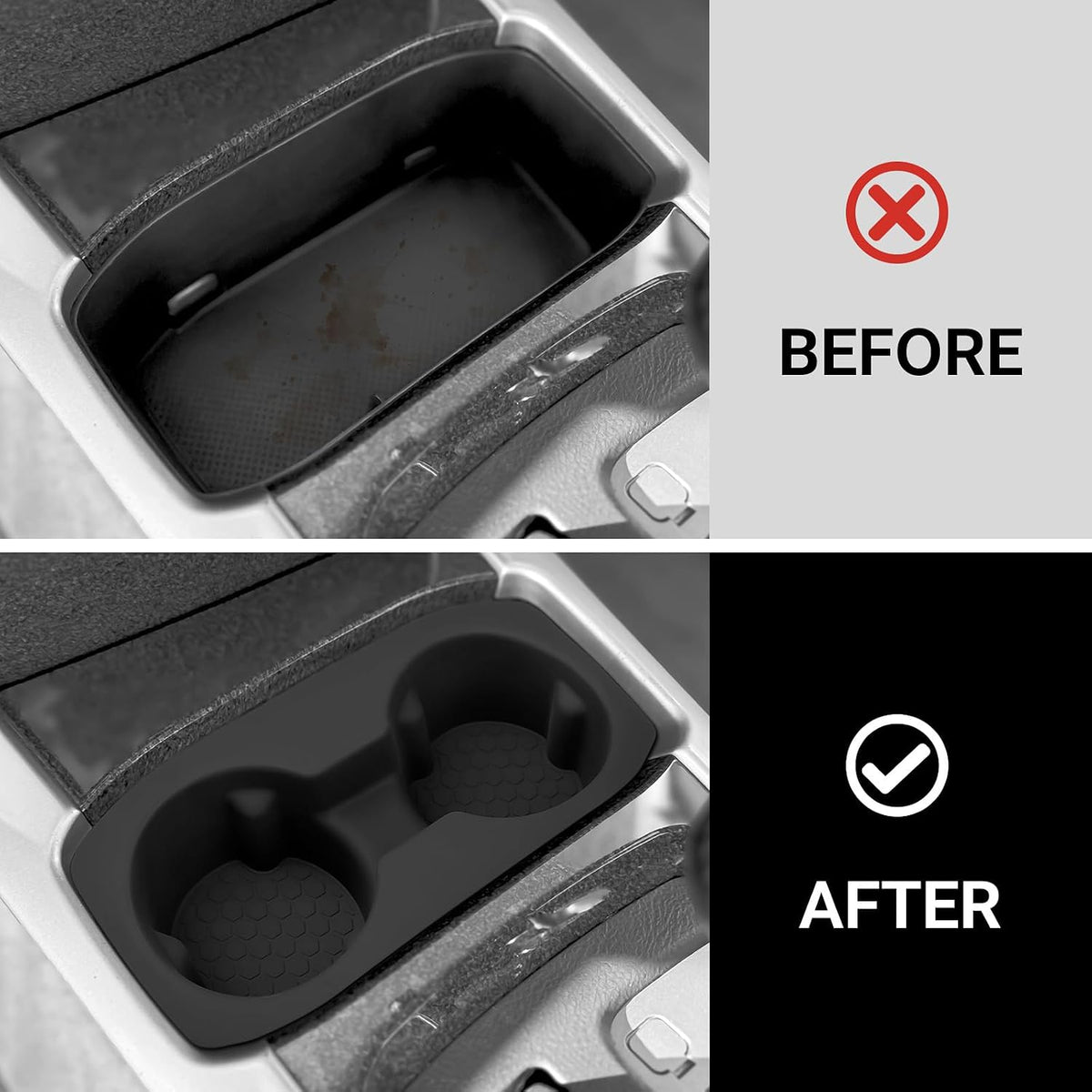 Hellet Car Cup Holder Compatible with Toyota 2003 2004 2005 2006 2007 2008 2009 4Runner Accessories Silicone Material OEM Style Inserts Center Console Organizer