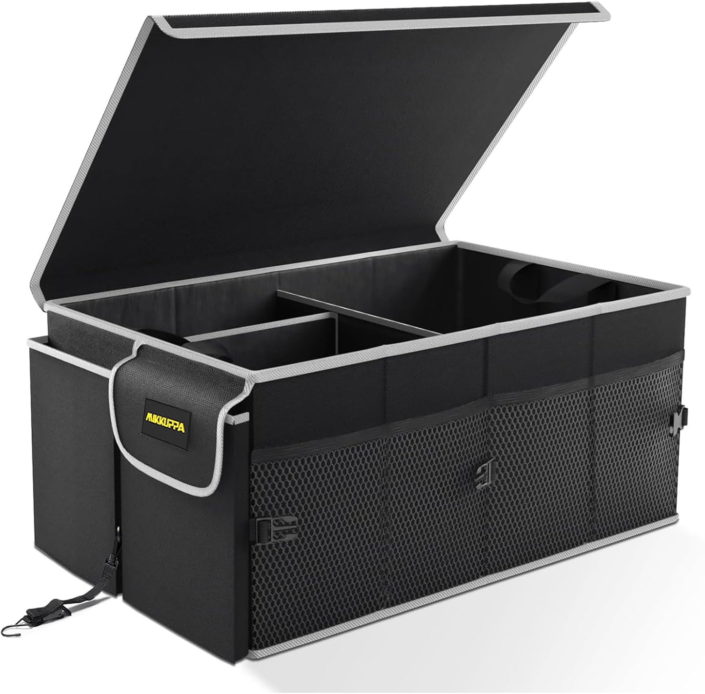 MIKKUPPA Car Trunk Organizer - 65L Collapsible Trunk Organizer with Lid, Sturdy Car Storage for SUV Auto Truck Van with Adjustable Straps and Non Slip Bottom (Black)