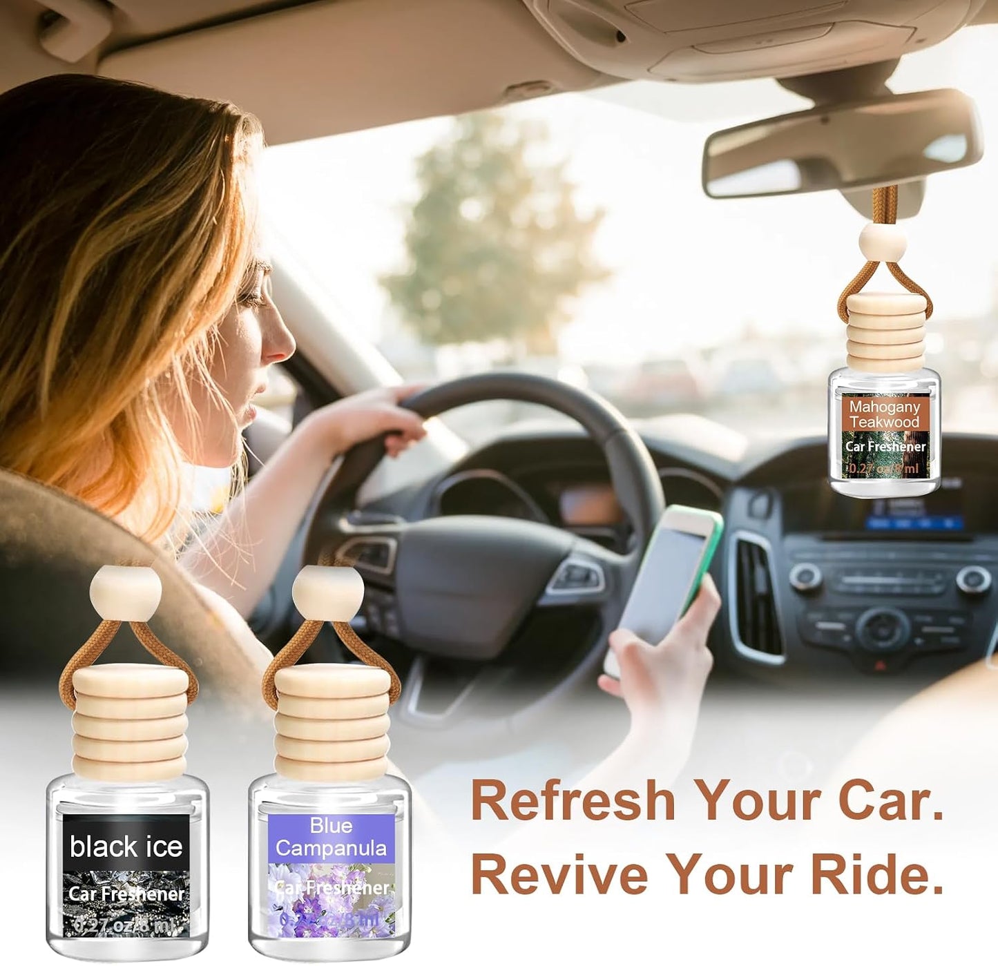 Air Freshener Diffuser, Hanging Air Fragrance Essential Oil Diffuser, Car Scents Accessories Cute Car Interior Decor,Car Air Fresheners for Women & Men Gift Cologne Aromatherapy Oil (Black ice B)
