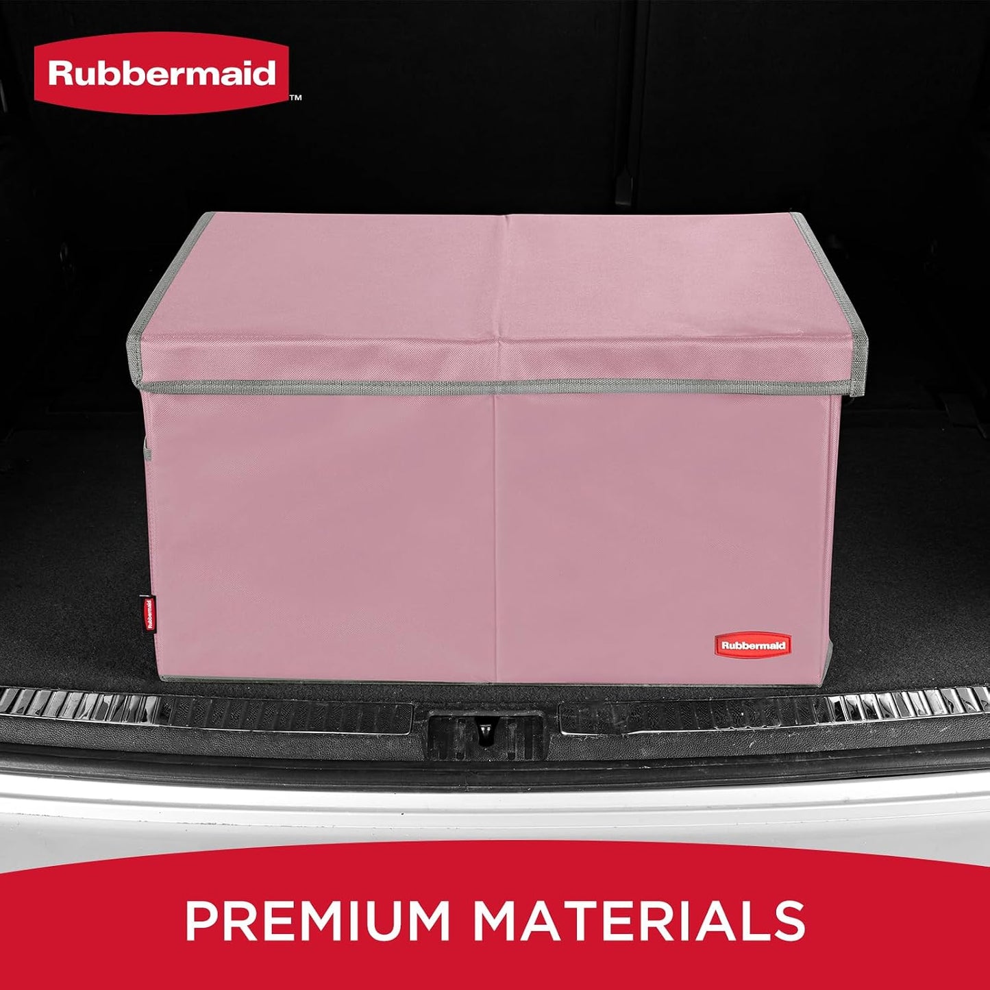 Rubbermaid Car Organizer, Collapsible Trunk Organizer, Multi-Compartment Car Storage Organization for Car Accessories, 2 Compartments With Cover, 21.65"*14.17"*12.2" - Pink
