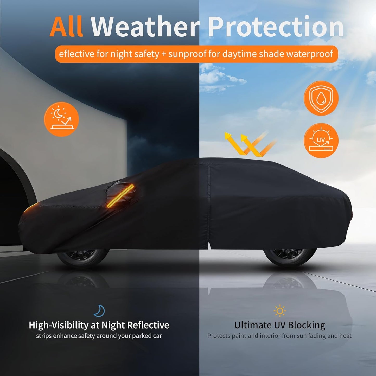 Car Cover Waterproof All-Weather,Outdoor Full Exterior Covers for Automobiles Sedan(Length 186-193 inch) with Windshield Sun Shade Universal Fit Honda Civic,Toyota Camry,Tesla Model 3,etc