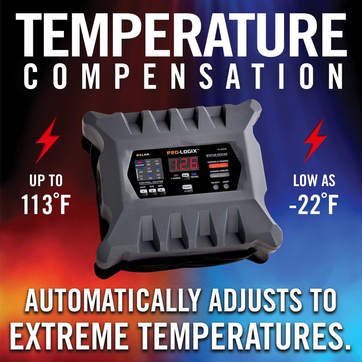Clore Automotive PL2310 10-Amp Fully-Automatic Smart Charger, 6V and 12V Battery Charger, Battery Maintainer, and Stable Power Supply with Temperature Compensation