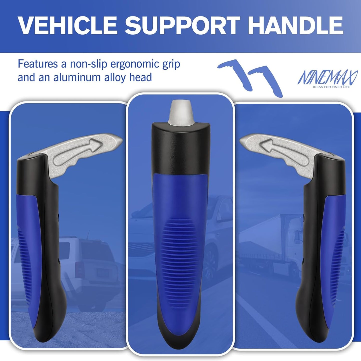 NINEMAX Car Door Assist Handle for Elderly & Handicap, (1 pc with Strap) | Stable Support for Easy Vehicle Entry, Universal Fit for Most Cars, Lightweight & Portable, Non-Slip Grip, Tool-Free Setup