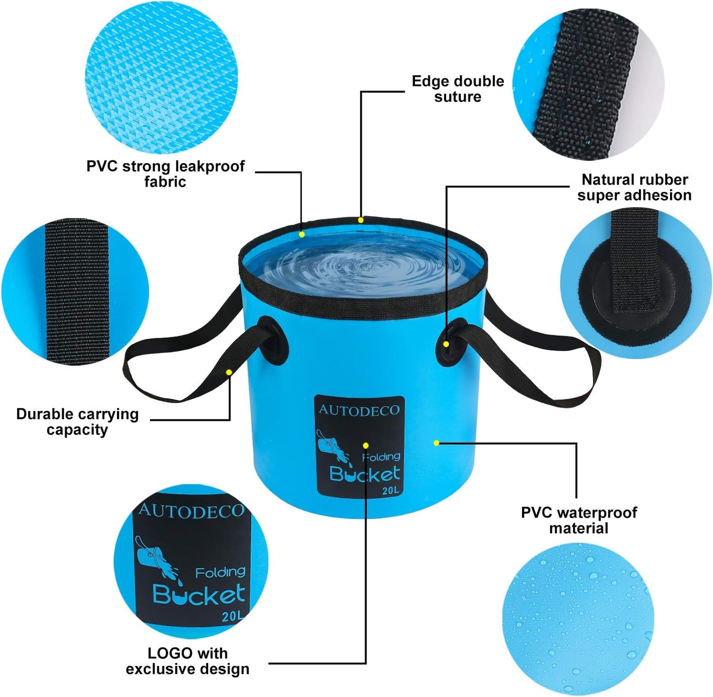 Collapsible Bucket 5 Gallon Container Folding Water Bucket Portable Wash Basin 20L