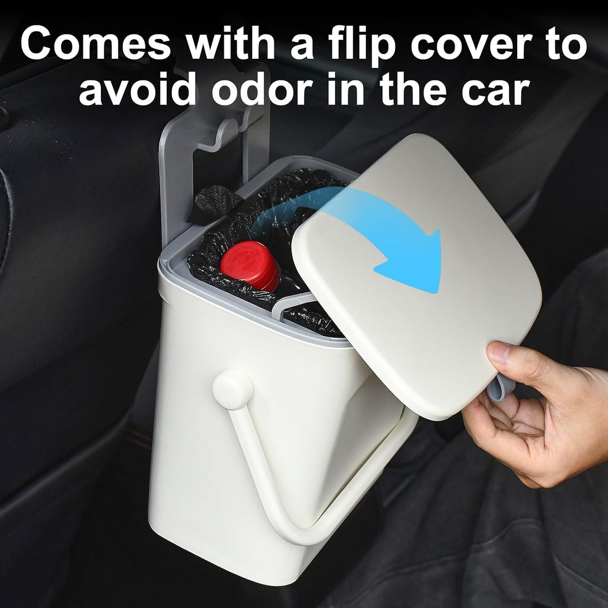 Leakproof Car Trash Can with Lid, Hanging Back Seat Garbage Bin Waterproof, Ideal for Cars/SUVs/Trucks/Road Travel