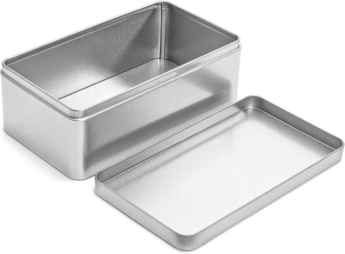 Okllen 8 Pack Silver Rectangular Tin Box, 7 x 3.9 x 2.4 inch Empty Metal Tin Containers with Lids, for Jewelry, Car Keys, Candy, Crafts, Gift &amp; Home Storage