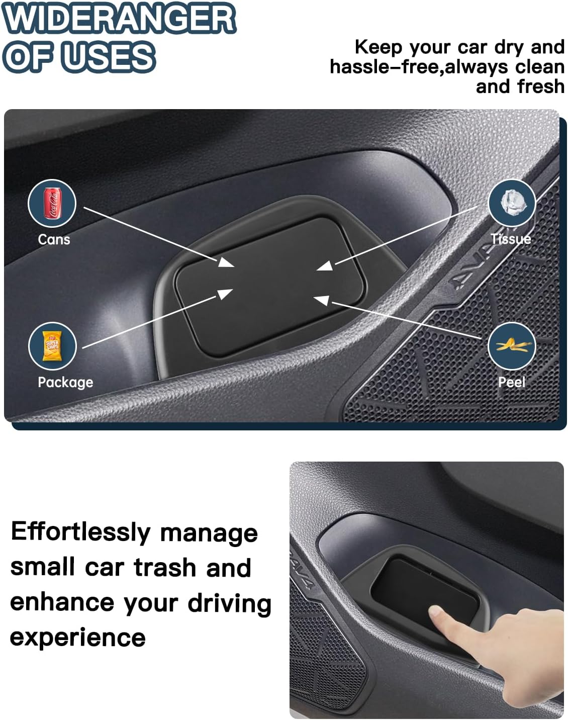 Ruiya 2025 RAV4 Trash Can for 2025 Toyota RAV4 Hybrid Accessories Trash Bin with Lid for Storage Toyota RAV4 Accessories Plastic Garbage Can Compatible with 2019-2023 2024 2025 Toyota RAV4 All Trim