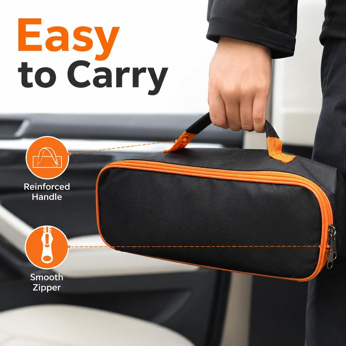 Vacuum Cleaner Storage Bag 2-Pack Portable Car Kit Tool Storage Case for Vacuum Cleaner and Accessories Foldable Organizer with Wide Handle 14.56 X 5.11 X 4.33 in