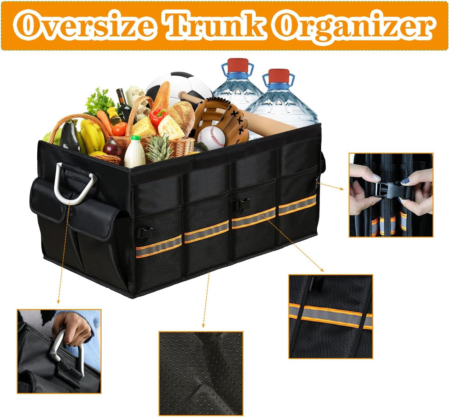 Car Trunk Organizer With Lid - Sturdy Adjustable Foldable Oxford Cloth Car Storage Organizer Trunk, Trunk Organizer For Camping