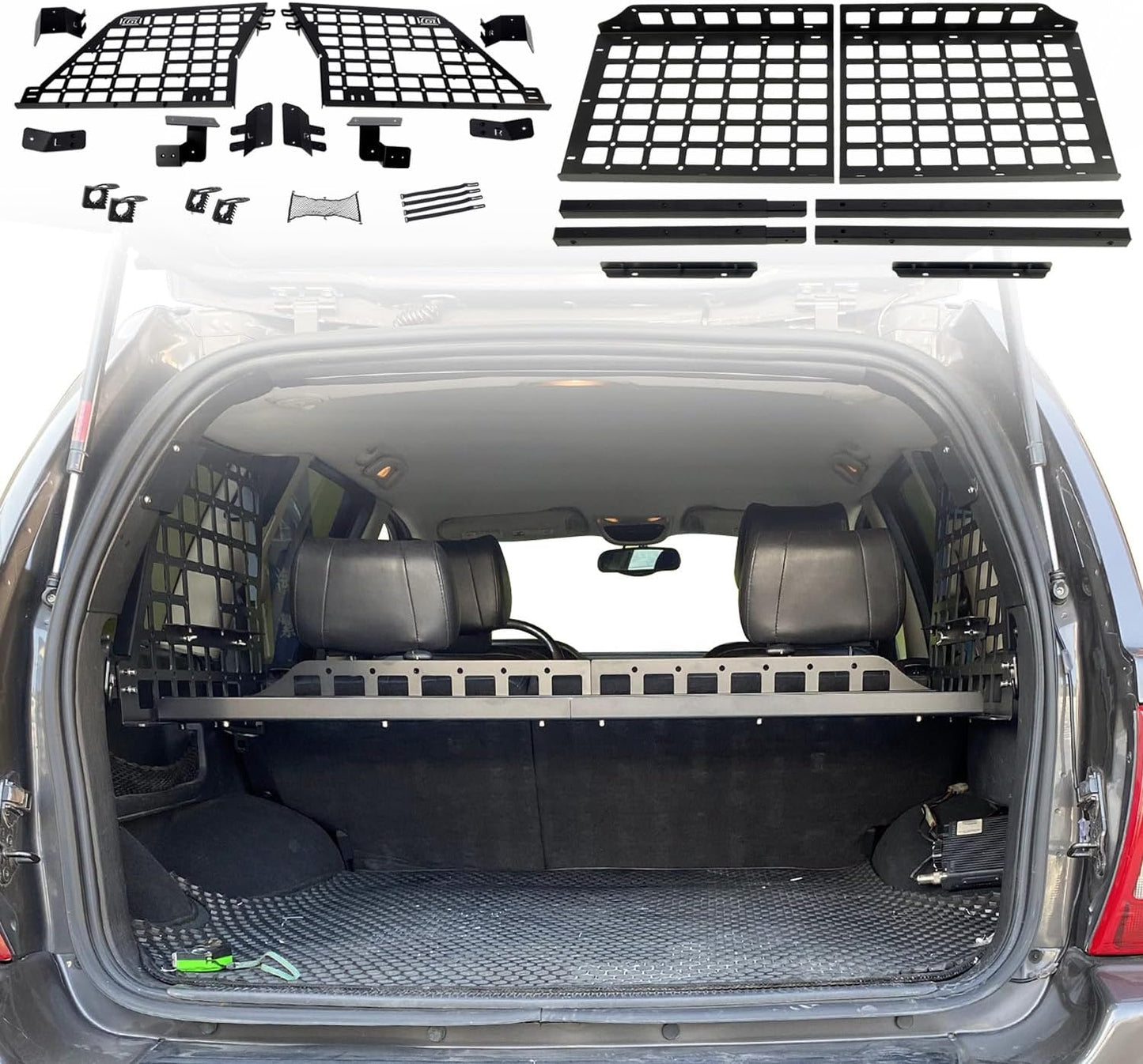 HIGH FLYING for Jeep Grand Cherokee (WJ) 1998-2004 Car Interior Modular Storage Molle Panel Luggage Storage Carrier Cargo Rack System Trunk Shelf (Side Panels+Trunk Shelf)