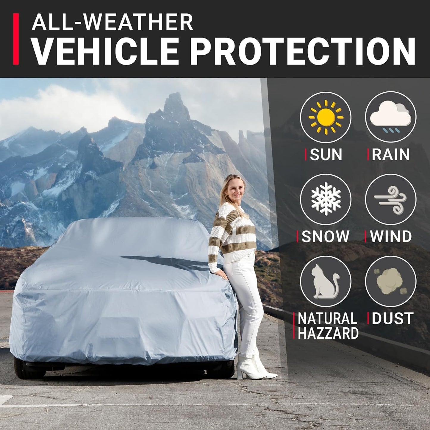 iCarCover Premium Car Cover for 1970-1972 Plymouth Duster Heavy Duty Waterproof All-Weather Automobiles Custom Fit Indoor Outdoor UV Snow Protection Covers with Straps and Bag