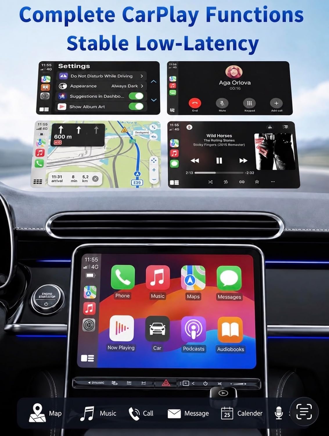 Wireless CarPlay & Android Auto Adapter, 2026 Plug & Play 2-in-1 USB/USB-C Car Dongle, Fast Bluetooth 5.4 & 5GHz WiFi Auto-Connect Wireless Converter for iPhone & Android (Dark Black)
