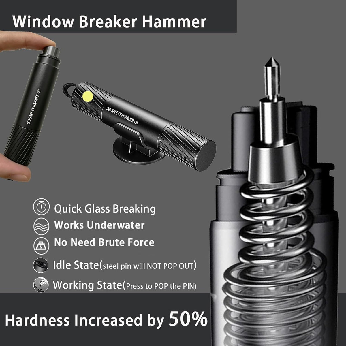 4 Pack 2026 Upgraded Safety Hammer,Safe Hammer Glass Breaker Under Water, Window Breaker Seatbelt Cutter,Emergency Escape Tool,Seatbelt Cutter and Glass Breaker for Cars