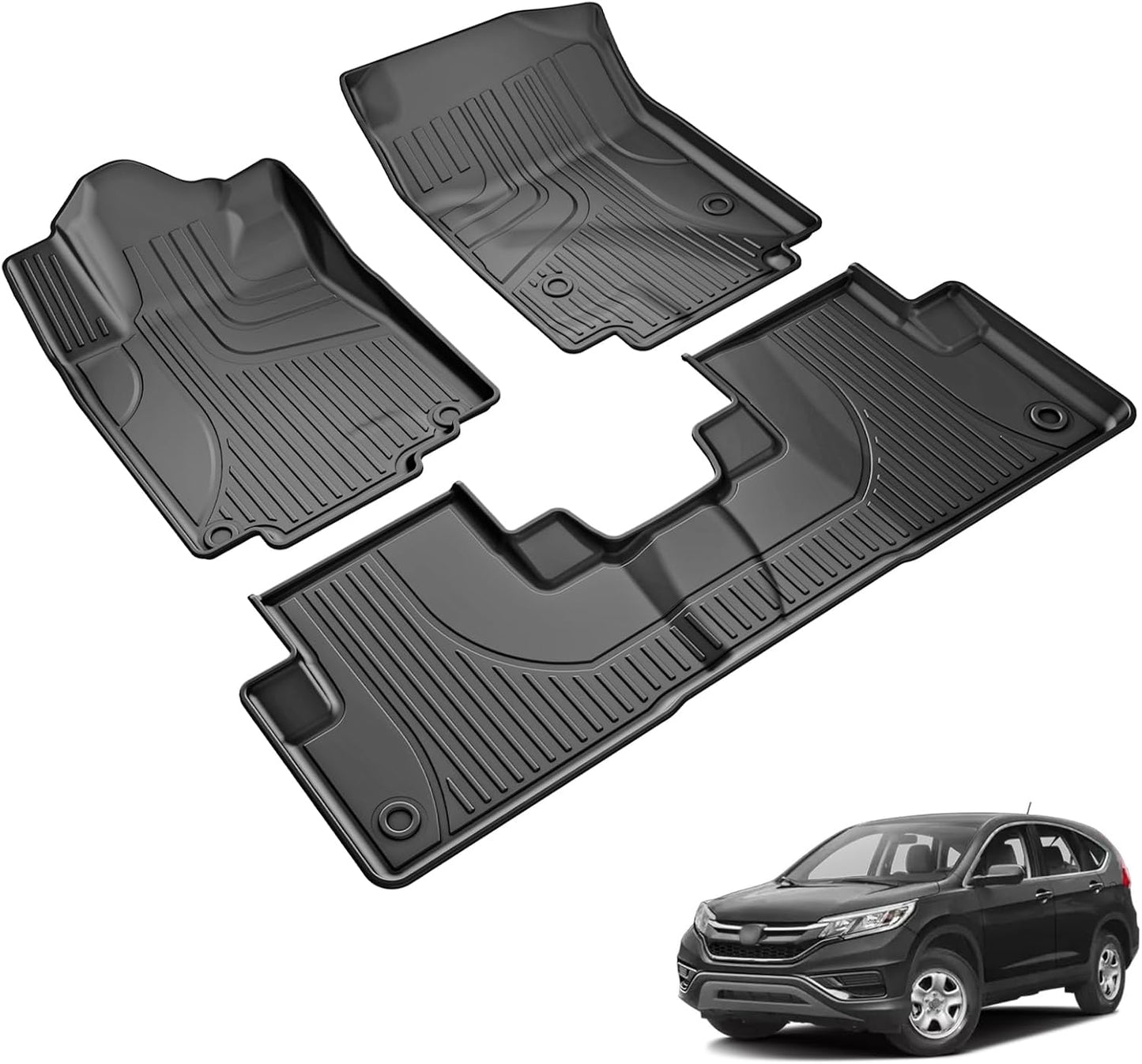 Floor Mats for 2012-2016 Honda CR-V EX & LX & SE (NOT Fit EX-L & Touring) | All Weather Protection TPE Floor Liner,1st & 2nd Row, Black