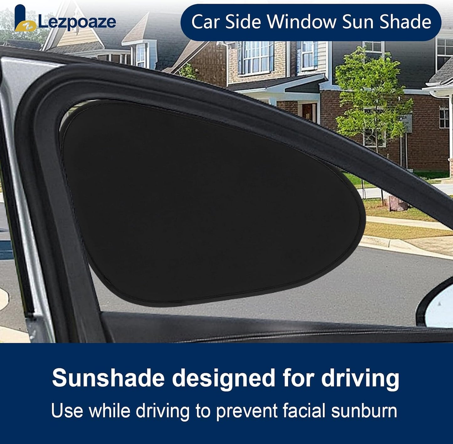 2-Pack Car Side Window Sun Shade | Black Gel Electrostatic UV Protection Sunshade | Universal Fit 99% Vehicles | Foldable Car Shades