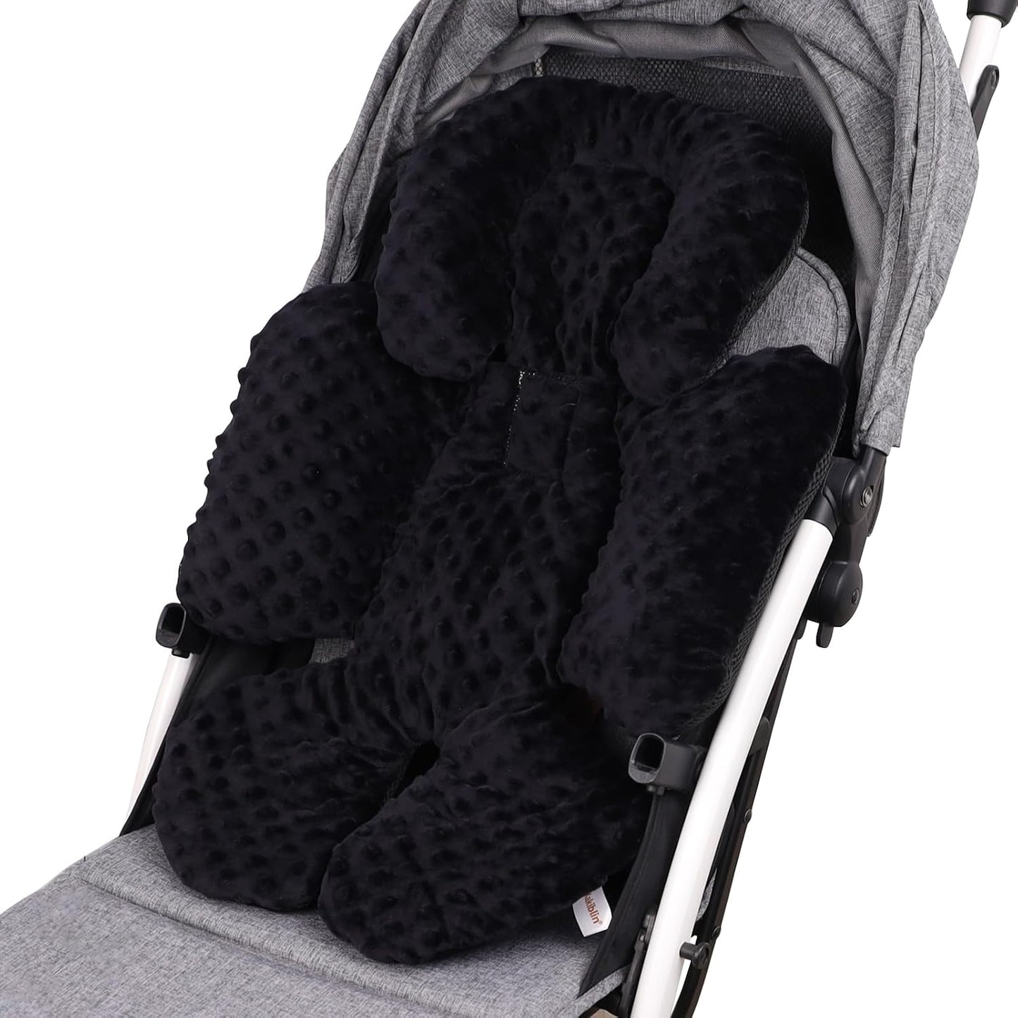 KAKIBLIN Infant Car Seat Insert, Baby Carseat Head & Body Support for Newborn, 2-in-1 Reversible Baby Car Seat Cushion, Soft Stroller Cushion Insert for Car Seats, Bouncer, Strollers, Swing (Black)
