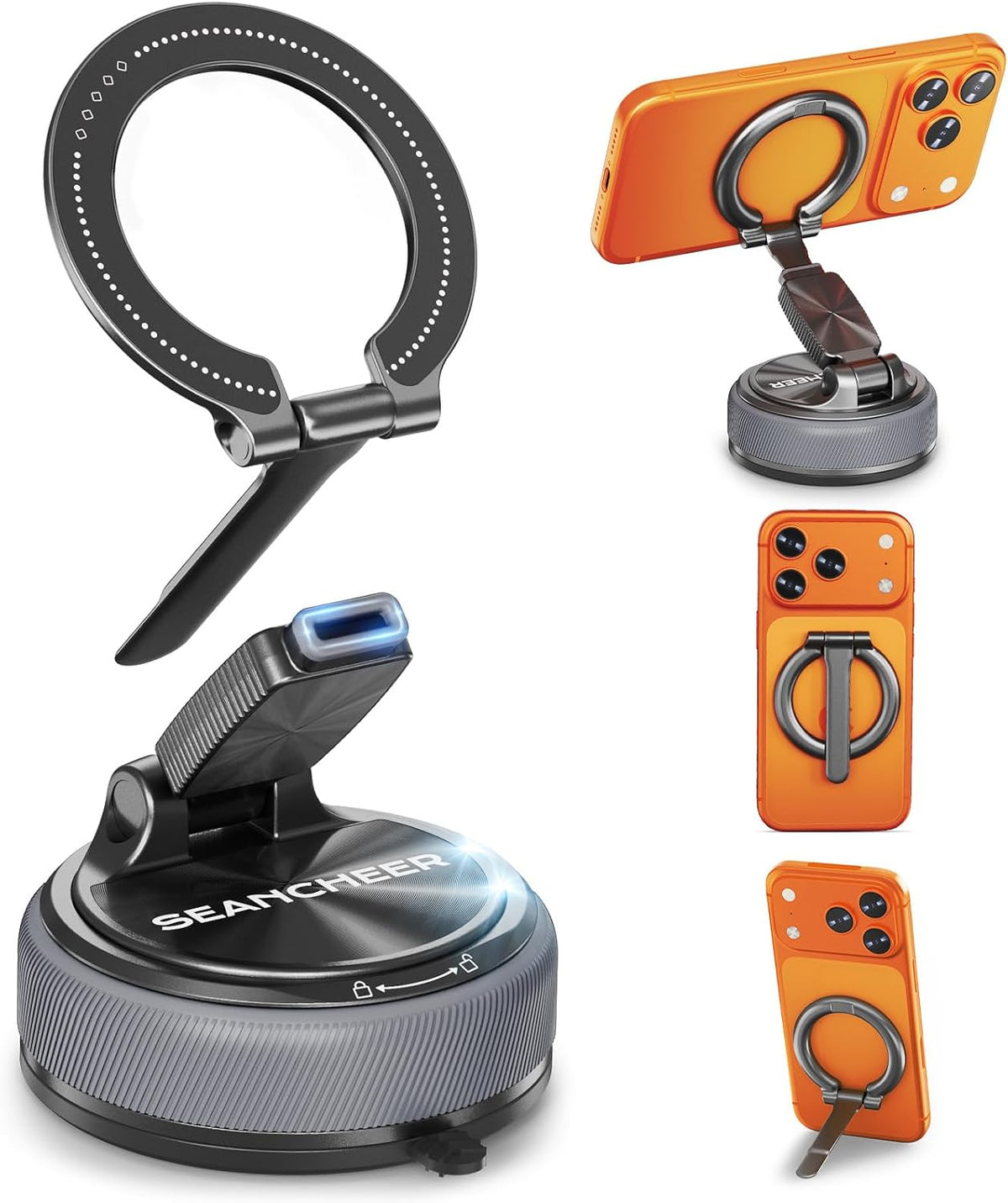 2-in-1 Detachable MagSafe Car Mount, Magnetic Phone Holder for Car