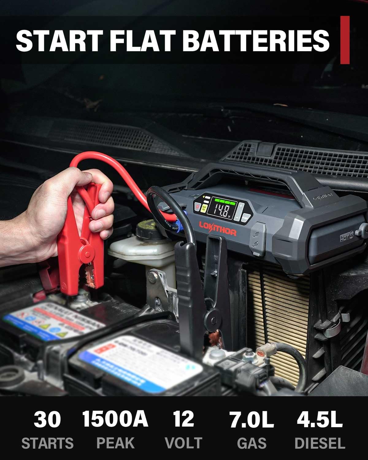 LOKITHOR JA300 Jump Starter with Air Compressor(7.0L Gas & 4.5L Diesel)