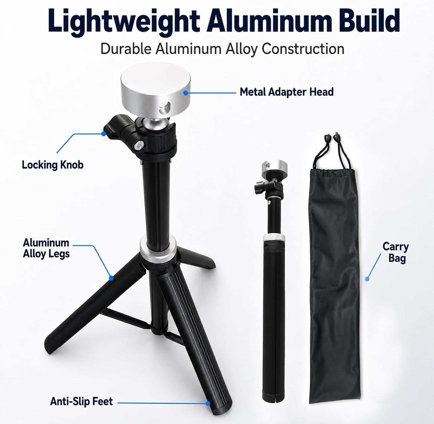 Starlink Mini Tripod Stand with 360° Rotating Head, Quick Deploy Portable Internet Setup for RV Camping, Overlanding & Remote Work, Aircraft-Grade Aluminum Travel Mount with Carry Case