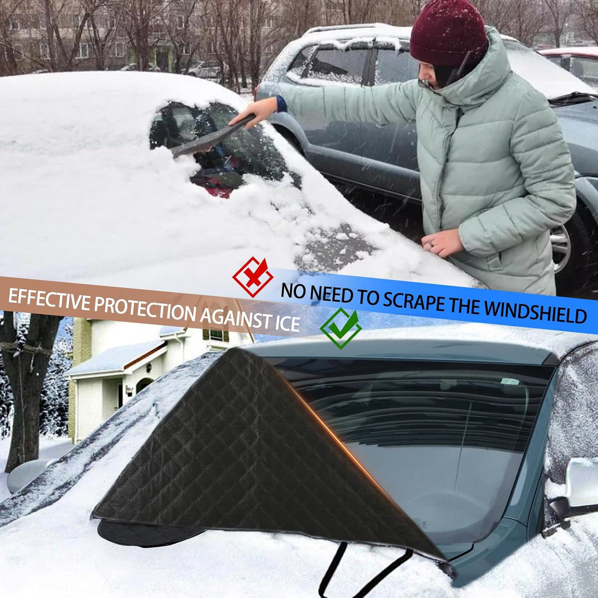 Windshield Snow Cover Fit for Ford Ranger Maverick 2022-2026, Front Windshield Cover for Ice and Snow, Auto Extra Thick Windshield Ice Cover Protects Windshield from Rain, Sun, Frost (Silver)