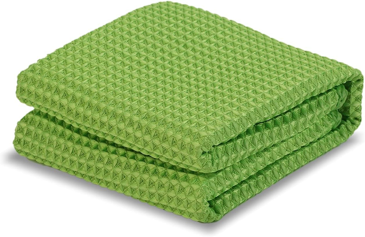 XINDELL Waffle Weave Microfiber Towel, 4Pack-16" X16" Premium Waffle Knit Detailing Towel, Cleaning Cloth for Car Windows Glass, No-Odor Streak-Free Ultra Absorbent Small Kitchen Cleaning Rags, Green