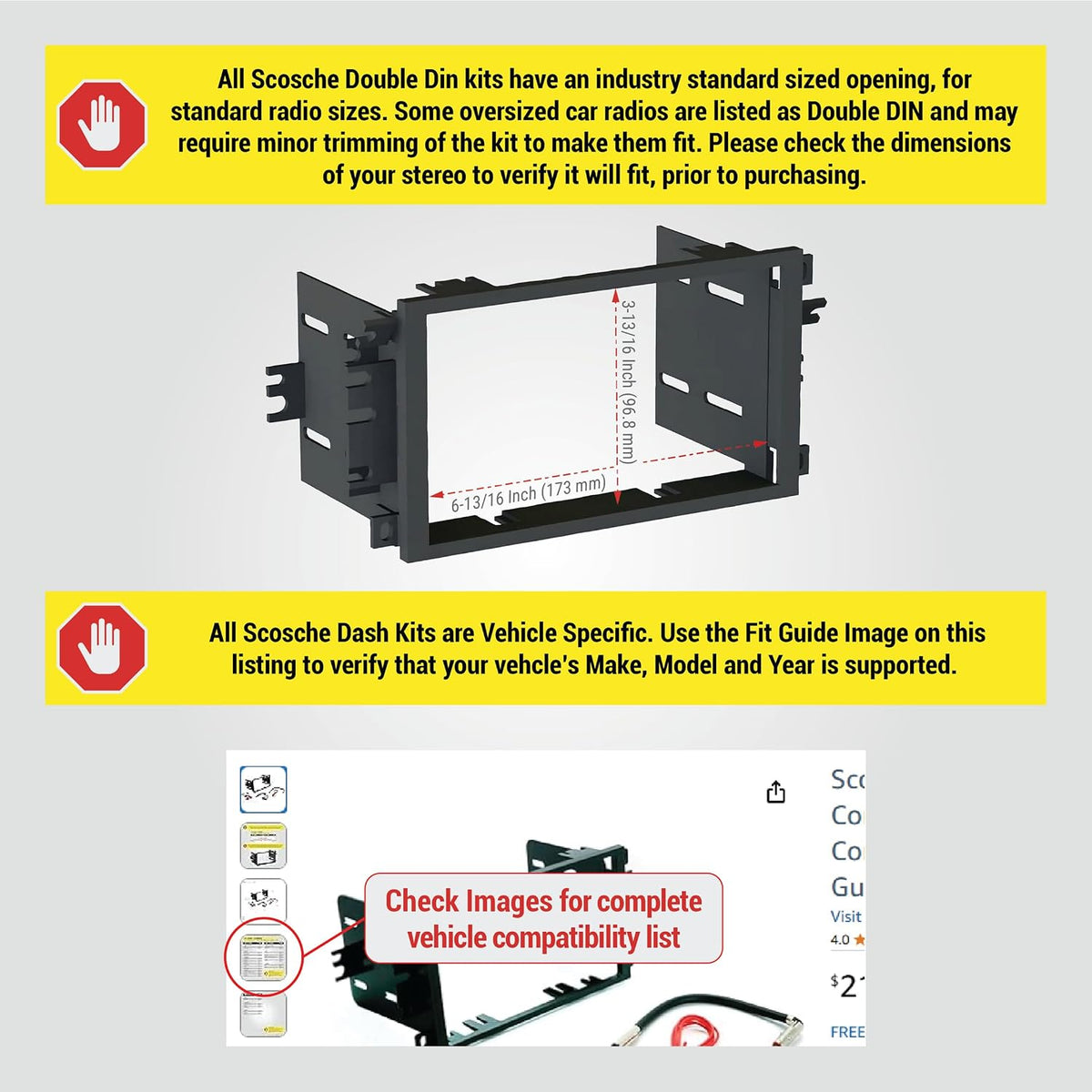 Scosche ICGM8BN Double DIN Radio Installation Dash Kit Compatible with Select 2000-2012 General Motors Vehicles - Complete Basic Aftermarket Car Stereo Install Kit- See Fit Guide Image for Vehicles